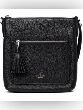 Kate Spade- Black and Gold Pebble Leather, Adjustable, Crossbody Bag